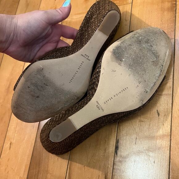 Veronica Beard Dali Brown Raffia Wedges Sandals Size Size 9.5 - Picture 8 of 8